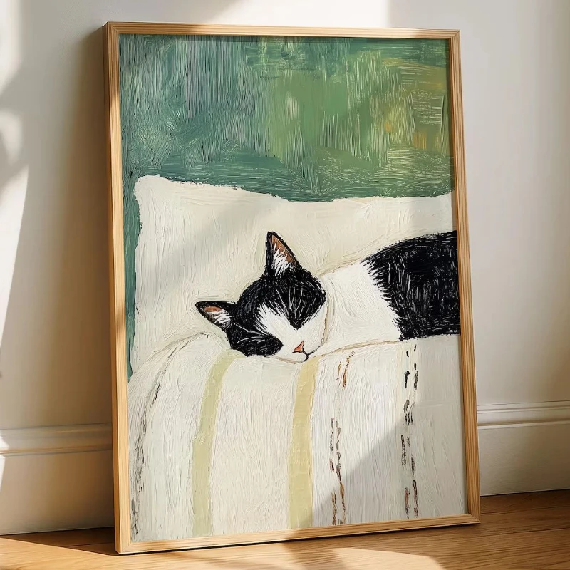 Cat Reading Print – Black Cat Wall Art Decor Cosy Bedroom Poster Book Lover Cat Illustration Cat in Bed Print Reading Decor Gift - Image 3