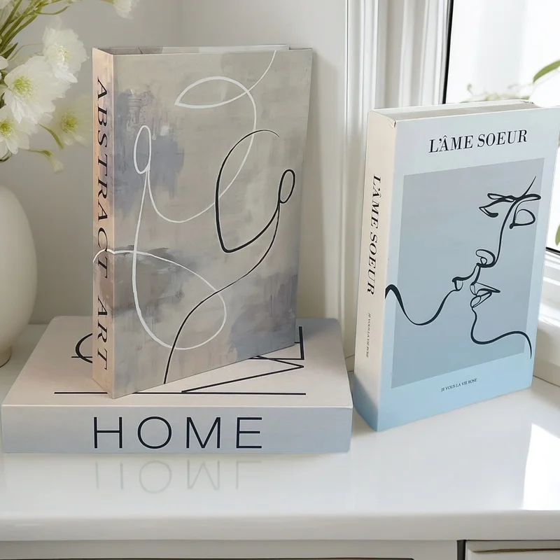 Open Luxury Fake Book Storage Box Abstract Decorative Books Design Coffee Table Books Bedroom Shelf Ornament Interior Home Decor - Image 4