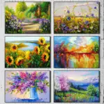 Oil painting landscape flower poster High -saturated art painting Canvas Printing porch Home Room Wall art decoration painting