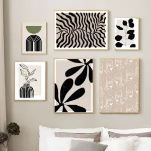 Line Girl Face Leaf Modern Abstract Black White Posters And Prints Canvas Painting Wall Art Pictures For Living Room Home Decor