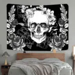 Gothic Skull Tapestry Black and White Skull Tapestry Wall Hanging Tapestries Backdrop for Bedroom Living Room Dorm Room Party