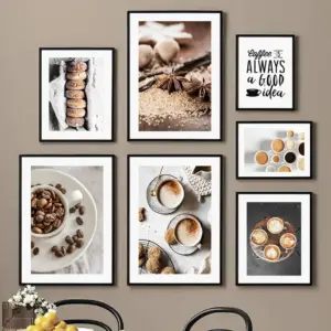 Latte Coffee Culture Biscuits Cake Wall Art Canvas Painting Nordic Posters And Prints Wall Pictures For Living Room Club Decor