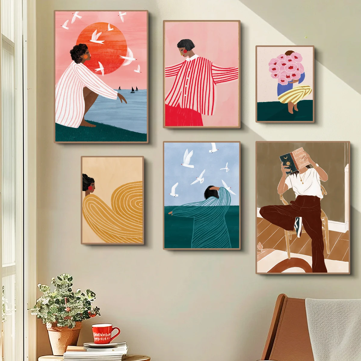 Abstract Mother Hold Her Son Illustration Canvas Print Mother's Day Feminist Wall Art Poster for Modern Nursery Home Decor Gifts - Image 2