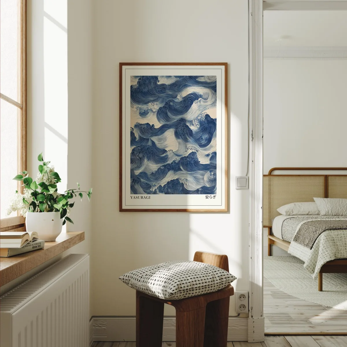 Japanese Retro Blue Wave Abstract Canvas Print Poster Modern Minimalist Art Prints Home Decor Wall Art Poster Gifts-unframed - Image 3