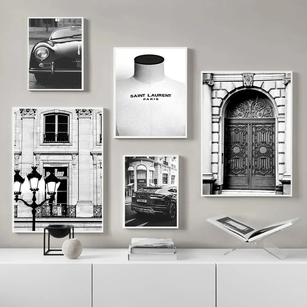 Super Car Luxury Fashion Store Black White Wall Art Canvas Painting Nordic Posters And Prints Wall Pictures Living Room Decor - Image 2
