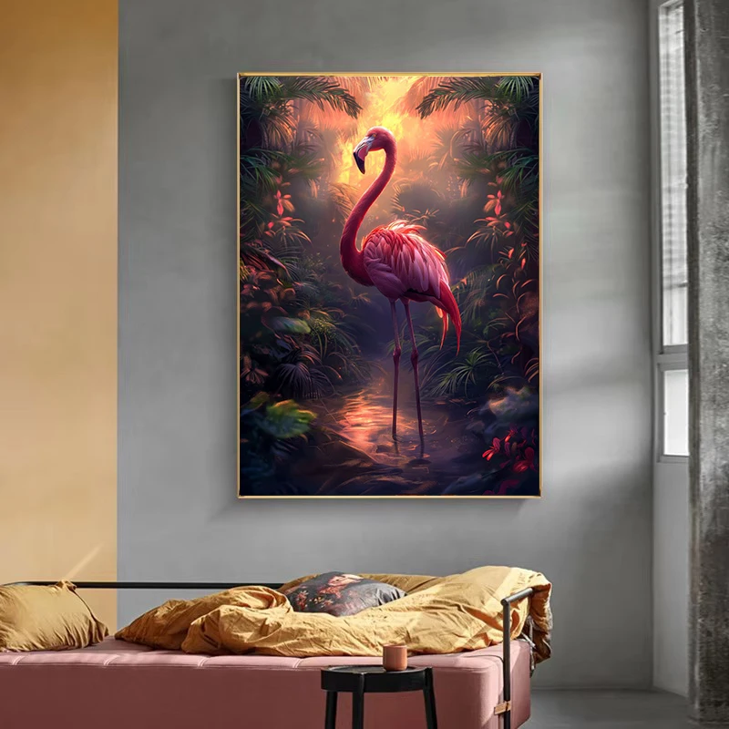 Tropical Animals Fantasy Poster Tiger Leopard Parrot in Jungle Canvas Painting Wall Prints Picture for Living Room Home Decor - Image 4