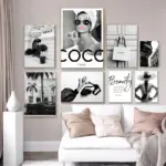 Fashion Perfume Women Super Car Poster Luxury Black White Paris Decorative Paintings Canvas Wall Art Pictures Living Room Dec