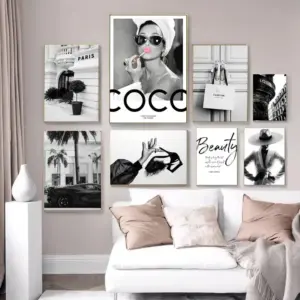 Fashion Perfume Women Super Car Poster Luxury Black White Paris Decorative Paintings Canvas Wall Art Pictures Living Room Dec