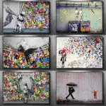 Banksy Graffiti Art Canvas Painting Modern Street Pop Art Butterfly Brains Girl Posters and Prints Wall Pictures for Home Decor