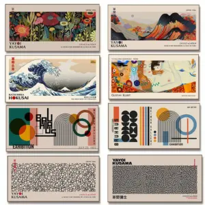 Bauhaus Inspired Abstract Horizontal MidCentury Poster Print Canvas Painting Modern Minimal Wall Art Picture for Home Decoration