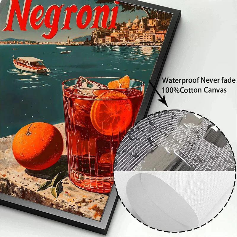 Retro Modern Classic Negroni Cocktail Alcohol Advertisement Wall Art Canvas Painting Posters For Living Room Bar Cart Home Decor - Image 6