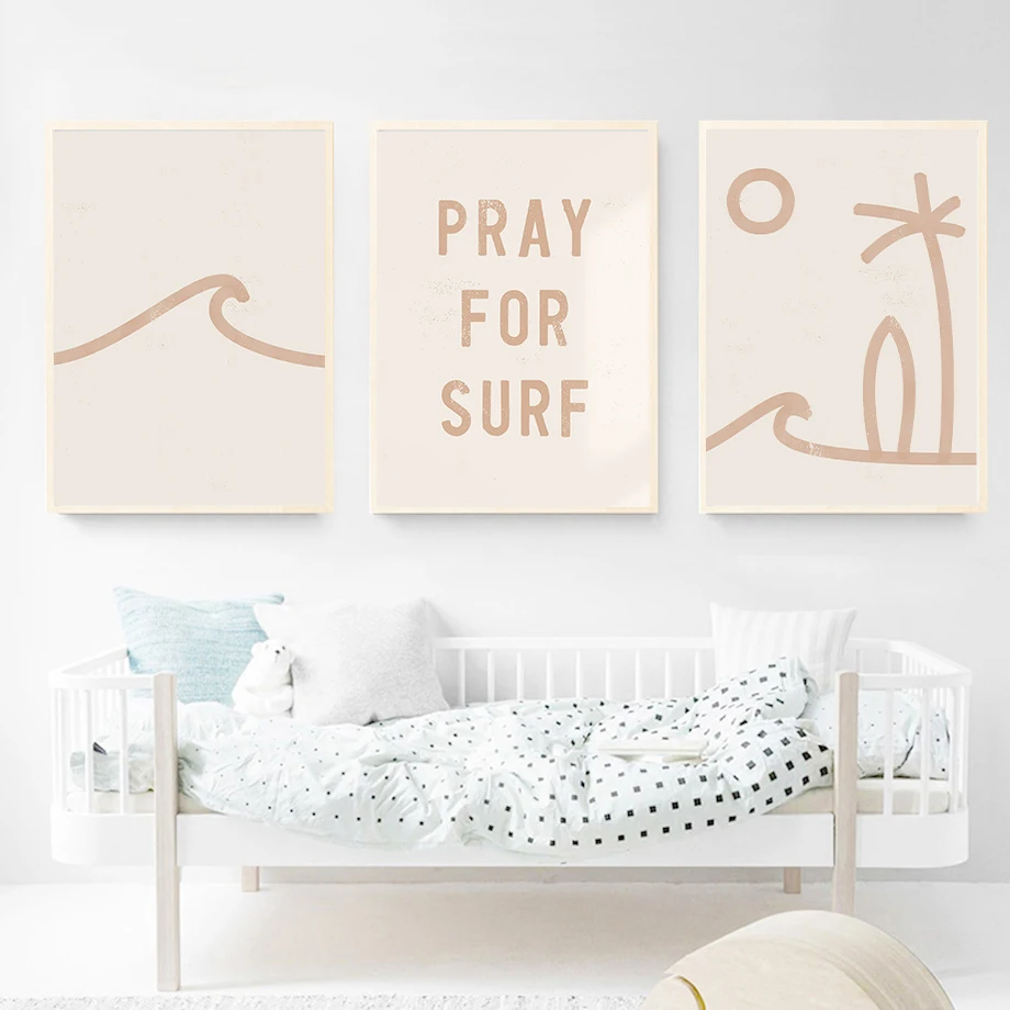 Abstract Surf Board Wave Palm Trees Sun Posters Prints Boho Beach Canvas Painting Wall Art Pictures Living Room Home Decor - Image 4