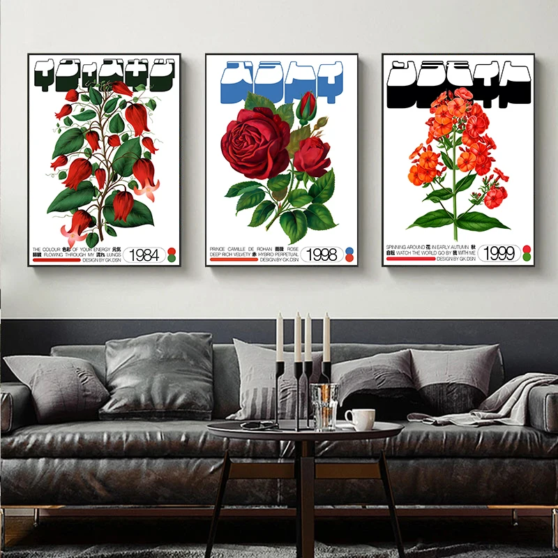 Classic Canvas Art Japanese Vintage Rose Flowers Fruits Trees Poster Mid Century Art Coffee House Bar Room Wall Decor No Frame - Image 3