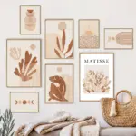 Abstract Canvas Painting Boho Matisse Poster Coral Lines Beige Wall Art Printing Picture Bedroom Living Room Decor