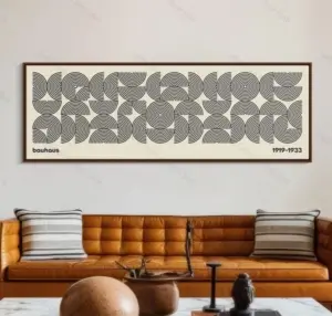 Medieval-modern canvas Bauhaus style decorative poster for living room art with horizontal and vertical geometric lines