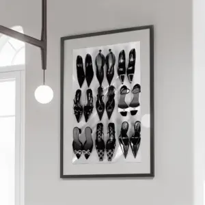 Black White Luxury High Heels Art Poster Y2K Minimalist Canvas Painting Vintage Photography Fashion Bedroom Home Decor Wall Art