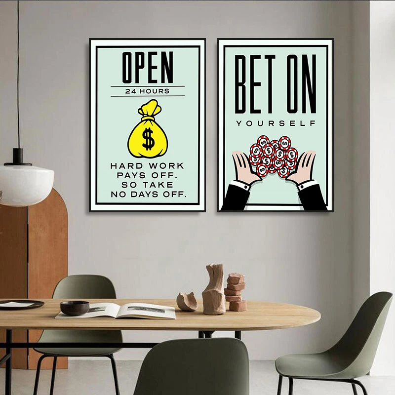 Monopoly Millionaire Money Canvas Poster Print Inspirational Quote Canvas Painting Wall Art Pictures for Living Room Home Decor - Image 4