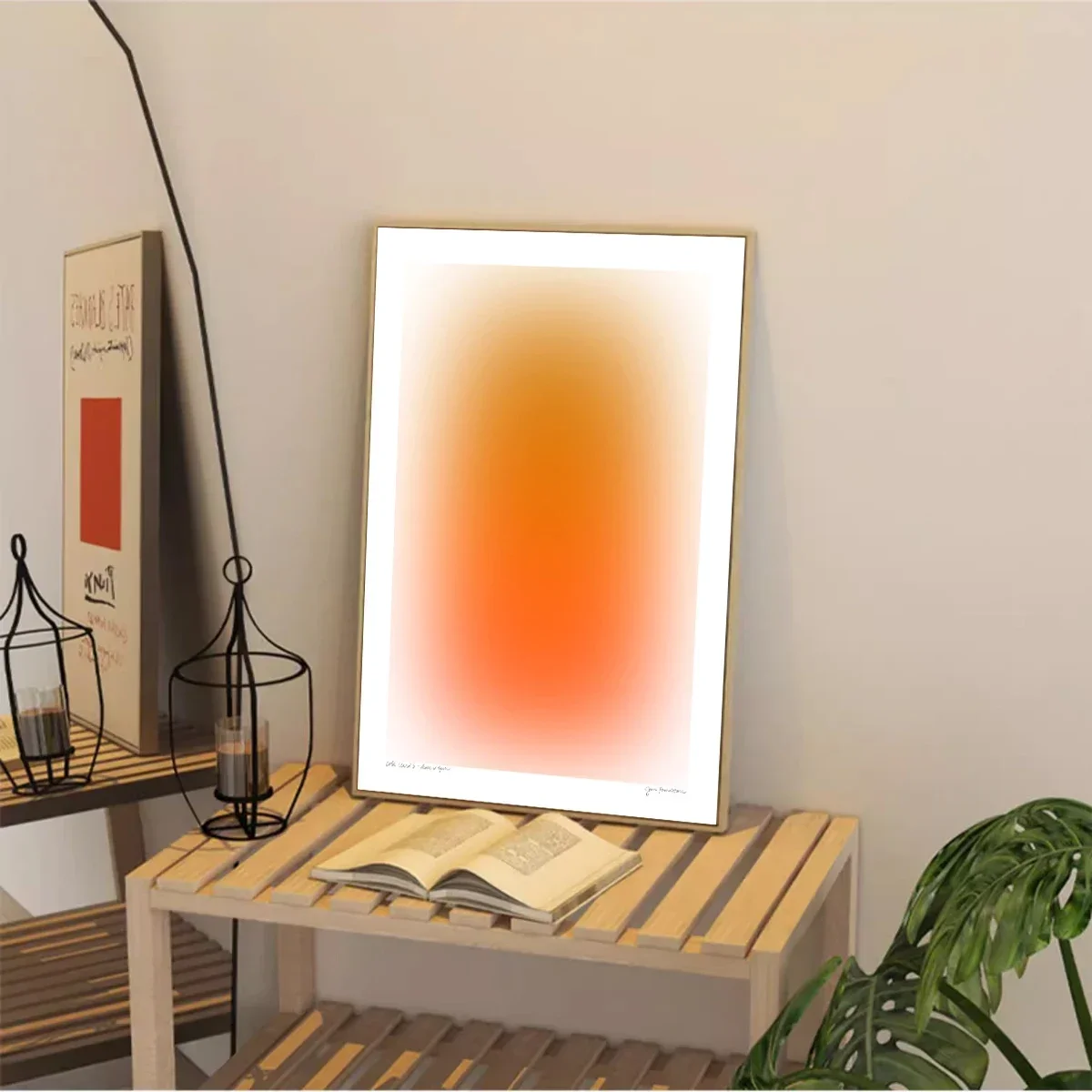 Modern , Minimalist, Wall Art, Gradient Swoosh Blue Orange, HD Canvas Print Poster, Home Living Room, Room Decoration - Image 2