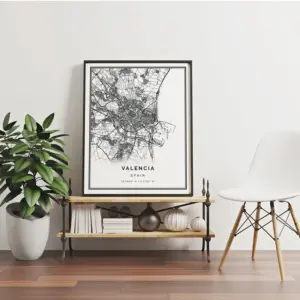 Valencia Map Poster Print Wall Art Picture Spain Gift City Street Travel Map Art Painting Nordic Modern Picture Home Wall Decor