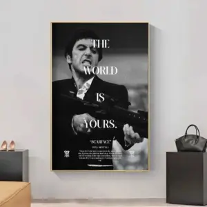 Classic Movie Wall Art Scarface, HD Canvas Print Poster, Suitable for Home, Living Room, Room Decoration Painting