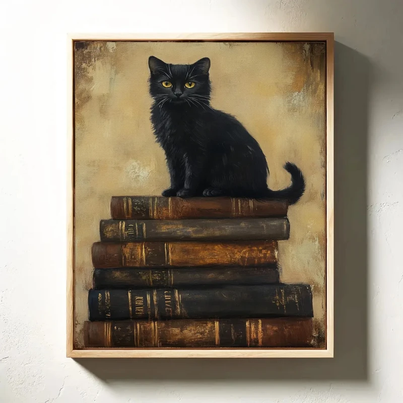 Cat Reading Print – Black Cat Wall Art Decor Cosy Bedroom Poster Book Lover Cat Illustration Cat in Bed Print Reading Decor Gift - Image 5