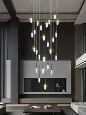 Nordic Minimalist Chandelier Home Decor Living Room Loft Chandelier Interior Lighting Duplex House Villa LED Stair Pendant Light