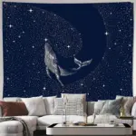 Ocean Whale Tapestry Wall Hanging Nature Sea Life Decor Bedroom Aesthetic Room Decor Coastal Vibes Home Textile Art
