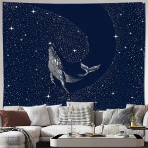 Ocean Whale Tapestry Wall Hanging Nature Sea Life Decor Bedroom Aesthetic Room Decor Coastal Vibes Home Textile Art
