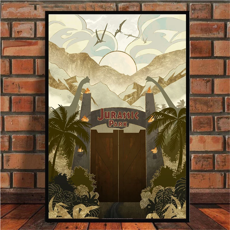 Jurassic Park Dinosaur World Movie Poster Retro Illustrations Canvas Painting Print Wall Art Pictures Living Room Bar Home Decor - Image 4