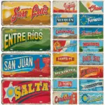 Artisian ARGENTINA Metal Sign Buenos Aires License Plate Rosario Metal Plaque Province Car Plate Landmark Decorative Wall Decor