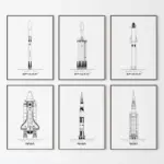 NASA and SpacX Poster Minimalist Space Rocket Blueprints Canvas Painting Modern Wall Art Picture for Living Room Home Decor