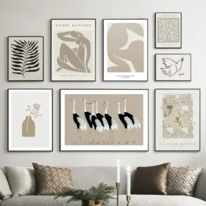 Abstract Beige Minimal Boho Lines Vase Picasso Wall Art Canvas Painting Posters And Prints Wall Pictures For Living Room Decor