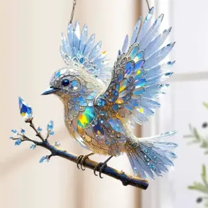 Decoration Home Art Hummingbird Acrylic Crystal Sky Bluebird Colorful Decorations Charming Shining Artworks Art Kit Home Decor