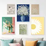 Bohemian Flower Art Printing Painting Wall Art Decor Poster Spring/Summer Flower Art Room Bedroom Living Room Decoration Gift