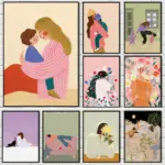 Abstract Mother Hold Her Son Illustration Canvas Print Mother's Day Feminist Wall Art Poster for Modern Nursery Home Decor Gifts