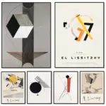 El Lissitzky Art, Proun Collection, Geometric Shapes Posters, Suprematism Art Abstract Prints Home Living Room Decor