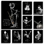 Black and White Jazz Musician Portrait Posters Jazzy Music Canvas Painting Prints Wall Art Pictures for Living Room Home Decor