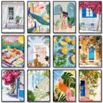 Summer Illustration Canvas Paintings Nature Poster Sweet Morocco Print Wall Art Picture for Living Room Home Decoration