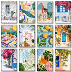 Summer Illustration Canvas Paintings Nature Poster Sweet Morocco Print Wall Art Picture for Living Room Home Decoration