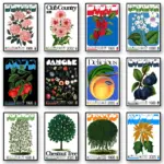 Classic Canvas Art Japanese Vintage Rose Flowers Fruits Trees Poster Mid Century Art Coffee House Bar Room Wall Decor No Frame