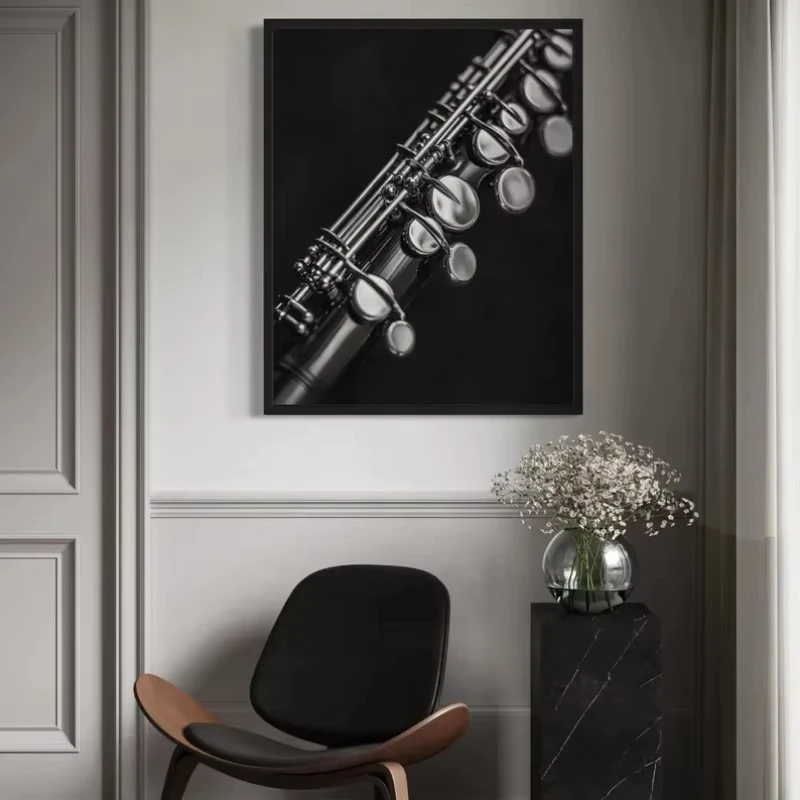 Modern Black and White Music Instrument Poster Guitar Drum Piano Trumpet Canvas Painting Wall Art Living Room Home Decor Mural - Image 4