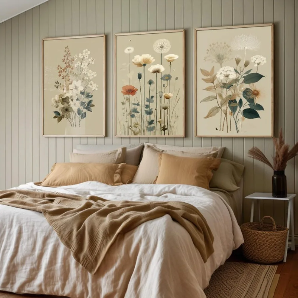 3pcs Frameless Retro Floral Prints,Plant Painting Photo Poster Wall Art Gifts,Simple Floral Printing,Living Room Bedroom Decor - Image 3