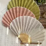 Cotton Linen Retro Fan Shell Fan Japanese Style Plain Translucent Texture Cloth Bamboo Folding Fan With Pendant Wedding Hand Fan