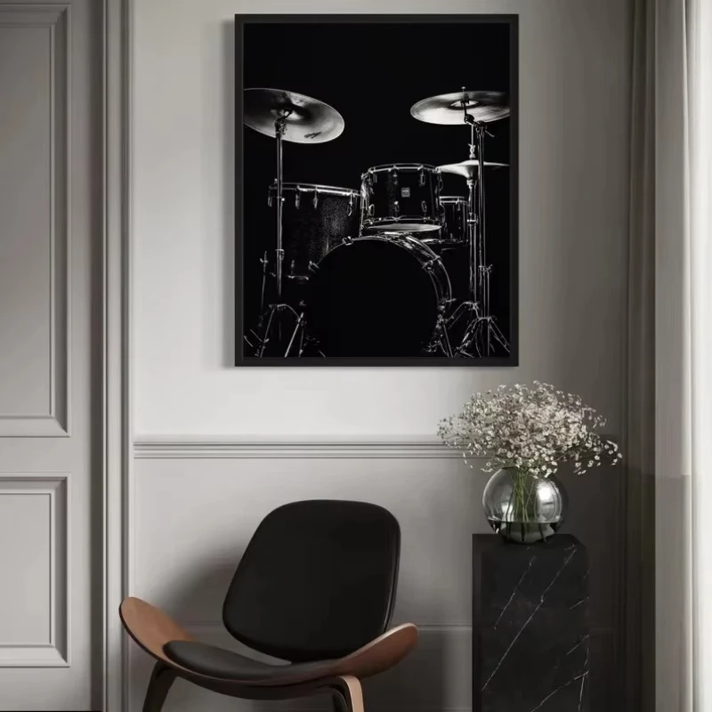Modern Black and White Music Instrument Poster Guitar Drum Piano Trumpet Canvas Painting Wall Art Living Room Home Decor Mural - Image 3