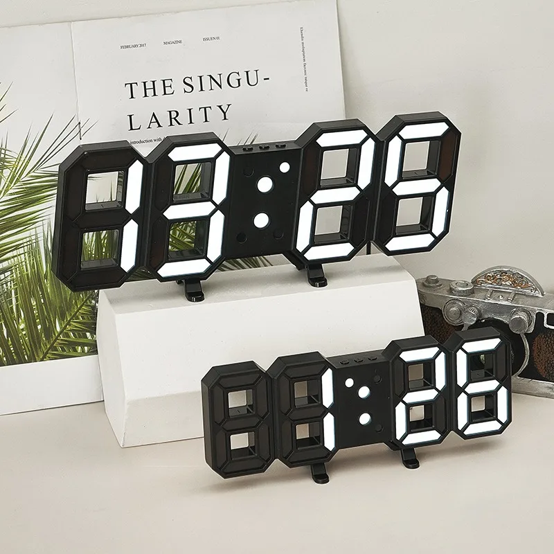 LED Digital Alarm Clock Wall Hanging With 3D Display Date Temperature For Home Kitchen Office Decoration Clocks Decor - Image 2