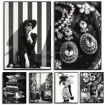 Fashion Black and White Posters Modern Luxury Prints Canvas Painting Black and White Wall Art Pictures Home Living Room Decor