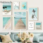 Landscape Wall Poster Bridge Art Prints Palm Reed Canvas Poster Starfish Beach Print Pictures Nordic Posters Bedroom Decoration