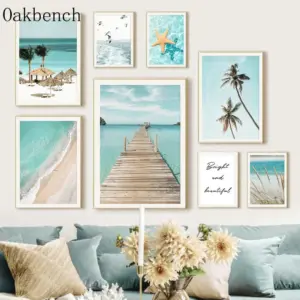 Landscape Wall Poster Bridge Art Prints Palm Reed Canvas Poster Starfish Beach Print Pictures Nordic Posters Bedroom Decoration