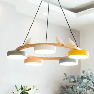 Nordic 2025 New Style Bird Living Room Pendant Light Minimalist Bedroom Living Room Main Light Creative Original Wood Home Decor