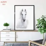 Black and White Horse Portrait Poster Print Horses Running Animal Canvas Painting Wall Art Picture for Farmhouse Room Home Decor